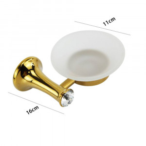 Vetrineinrete® Porta sapone da Muro in acciaio oro piattino in vetro satinato porta saponetta con punto luce cristallo in acrilico accessori bagno