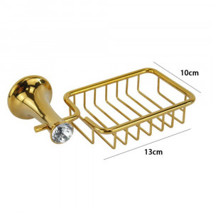 Vetrineinrete® Porta sapone da Muro porta saponetta bagnoschiuma in acciaio oro con punto luce cristallo in acrilico accessori bagno 