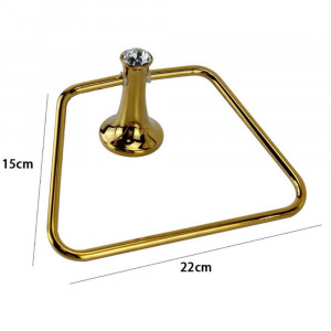 Vetrineinrete® Porta asciugamano anello quadrato da Bagno da Muro in acciaio oro con punto luce cristallo in acrilico accessori bagno