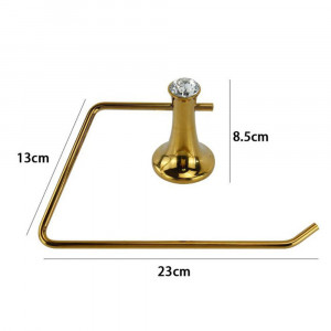 Vetrineinrete® Porta asciugamano anello aperto da Bagno da Muro in acciaio oro con punto luce cristallo in acrilico accessori bagno 