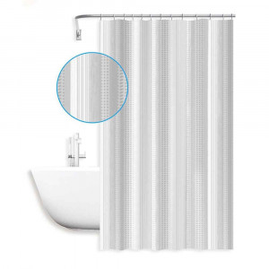 Vetrineinrete® Tenda per doccia vasca da bagno impermeabile pvc 12 ganci decorazione classica bianca e grigio 240x200 cm 