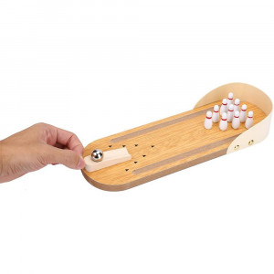 Vetrineinrete® Mini bowling da tavolo in legno gioco interattivo con birillo palla giocattolo
