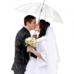 Vetrineinrete® Ombrello 8 stecche trasparente ombrellino per evento da sposa damigella Wedding richiudibile con apertura automatico a scatto 