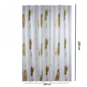 Vetrineinrete® Tenda moderna per doccia vasca da bagno impermeabile pvc 12 ganci decorata con foglie oro 200x180 cm