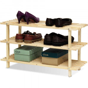 Vetrineinrete® Scarpiera orizzontale portascarpe scaffale organizer scarpe salvaspazio impilabile panca in legno 