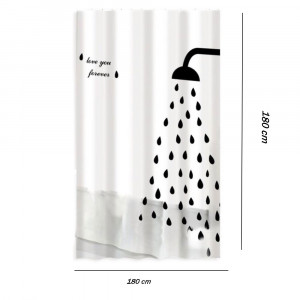 Vetrineinrete® Tenda moderna per doccia vasca da bagno impermeabile pvc 12 ganci con decorato con soffione doccia 180x180 cm