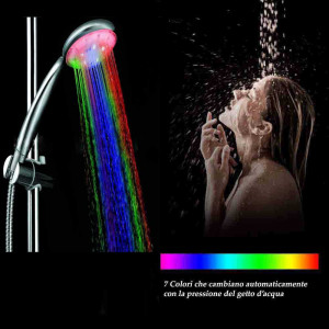 Vetrineinrete® Soffione doccia con led rgb doccetta a telefono 20 cm cromoterapia doccia emozionale multicolore 