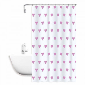Vetrineinrete® Tenda per doccia vasca da bagno impermeabile pvc 12 ganci decorata con cuori rosa 180x200 cm 