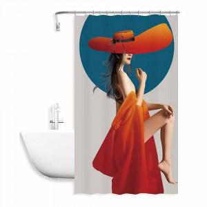 Vetrineinrete® Tenda per doccia vasca da bagno impermeabile in tessuto 12 ganci anelli decorata con una donna sexy 200x180 cm 