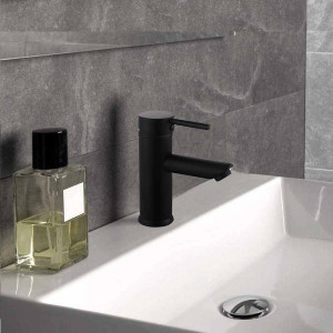 Vetrineinrete® Rubinetto per bagno ultra moderno nero opaco miscelatore orientabile per lavabo a canna bassa