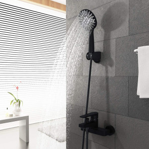Vetrineinrete® Soffione multigetto 3 funzioni per doccia moderno nero da bagno doccetta a in abs con filtro anticalcare attacco 1/2" 