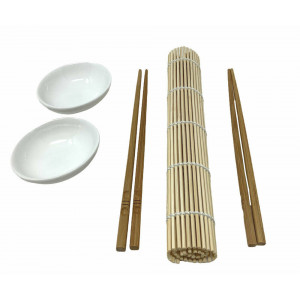 Vetrineinrete® Set sushi per 2 persone 9 pezzi ciotole in ceramica stampi tovaglietta set per aperitivo