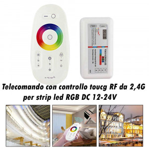Vetrineinrete® Centralina controller per strip led rgb 2.4 GHz RF wireless touch screen con telecomando rgb DC12/24V