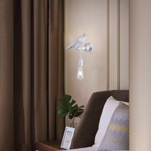 Vetrineinrete® Lampada decorativa da muro a forma di corvo uccello applique da parete in resina portalampada E27