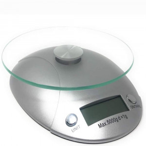 Vetrineinrete® Bilancia digitale da cucina con piatto in vetro pesa alimenti da 1 gr a 5 kg con display lcd con funzione tara e spegnimento automatico