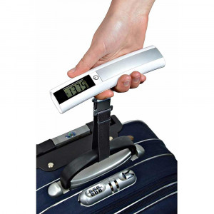 Vetrineinrete® Bilancia da viaggio per valigie pesa bagaglio borse valigia digitale portatile peso capacità fino a 50 kg con display LCD e cinghia