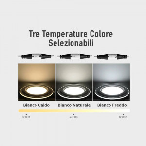 Vetrineinrete® Pannello led slim incasso bordo in vetro 6 watt cct tre colorazione di luce calda fredda naturale