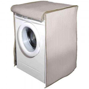 Vetrineinrete® Coprilavatrice con Chiusura a Zip 60x60x80 cm per lavatrici con carico Frontale Telo Protettivo con Fantasia a Righe Beige