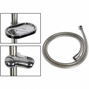 Vetrineinrete® Saliscendi doccia con asta a colonna e portasapone tubo a colonna cromato con soffione doccetta multigetto grigio
