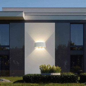 Vetrineinrete® Applique doppia emissione di luce 6 led 16 watt UP & DOWN lampada da muro bianco per esterno casa terrazzo giardino IP65