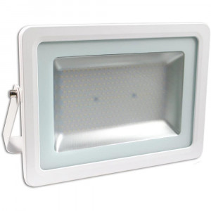 Vetrineinrete® Faro led slim esterno ip65 scocca bianca 150  watt luce naturale 4000k proiettore