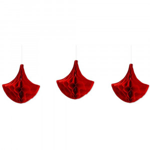 Vetrineinrete® Set 3 festoni decorativi rossi in carta velina 30 cm decorazioni per feste compleanno laurea ghirlande pendenti con filo per casa goccia 