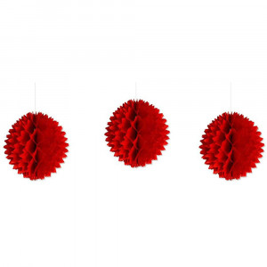 Vetrineinrete® Set 3 festoni decorativi rossi in carta velina 30 cm decorazioni per feste compleanno laurea ghirlande pendenti con filo per casa Fiore