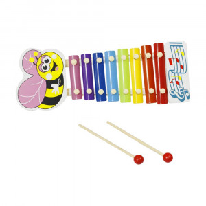 Vetrineinrete Gioco Musicale xilofono Giocattolo per Bambini in Legno e Metallo colorato 8 Note Strumenti Musicali 