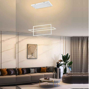 Vetrineinrete® Lampadario led sospensione geometrico 56 watt 2 rettangoli moderno lampada da soffitto 4480Lm luce bianca fredda 6500K calda 3000K naturale 4000k 