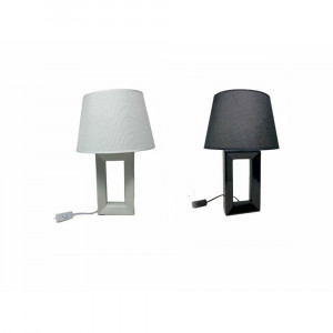 Vetrineinrete® Lume moderno con base in ceramica da comodino lampada da tavolo abat jour 44x28 cm paralume in tessuto