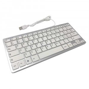 Vetrineinrete® Mini Tastiera Bianca con Attacco USB Leggera e compatta 28.5 x 12 cm per Computer Laptop Notebook Windows EK-920K