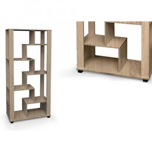 Vetrineinrete® Mobile libreria moderna in legno mdf a 7 moduli parete attrezzata 176x88x30 cm Legno Naturale