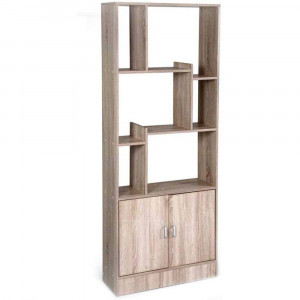Vetrineinrete® Mobile libreria moderna in legno mdf 2 ante parete attrezzata 170x24x70 cm Legno Naturale