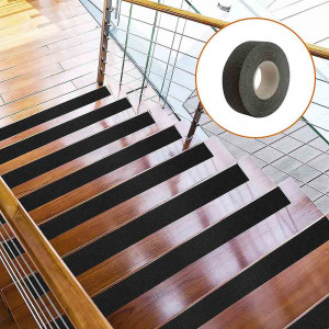 Vetrineinrete® Nastro adesivo antiscivolo antisdrucciolo per scale gradini rotolo 3,6 mt nero nastri di sicurezza per scalini