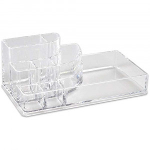 Vetrineinrete® Organizer per trucchi e pennelli scatola trasparente con 8 scomparti organizzatore per cosmetici espositore piccolo