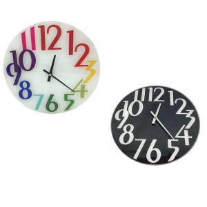 Vetrineinrete® Orologio in vetro da parete con quadrante rotondo orologi analogico colorato stile moderno 30 cm 