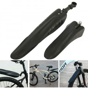 Vetrineinrete® Parafango per Bici Anteriore e Posteriore 2 Pezzi Universale in plastica Nero Bicicletta Mountain Bike