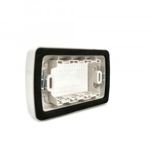 Vetrineinrete® Placca idrobox 4 posti compatibile con matix IP55 coperchio modulo cassetta 503 bianco
