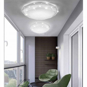 Vetrineinrete® Plafoniera da soffitto lampada moderna 36 led 18 watt smd 5730 bianca con scocca lavorata e punti trasparenti luce bianca fredda 6500k 