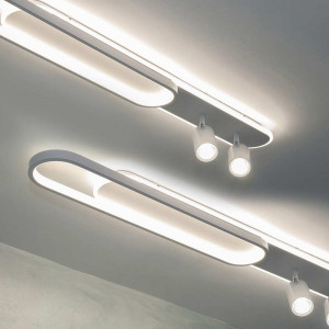 Vetrineinrete® Plafoniera lampada da soffitto a led 50 watt 2 faretti spot orientabili gu10 luce fredda 6500k naturale 4000k  