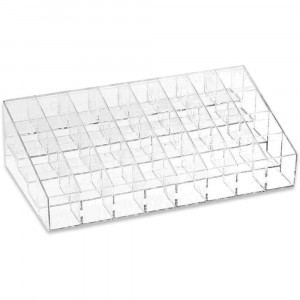 Vetrineinrete® Organizer portatrucchi per trucchi smalti e rossetti stand espositore scatola trasparente con diversi scomparti organizzatore per cosmetici 26x11,5 cm