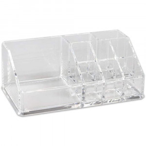 Vetrineinrete® Organizer portatrucchi per trucchi e pennelli scatola trasparente con diversi scomparti organizzatore per cosmetici espositore 17x9.5x6.5 cm