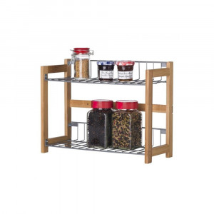 Vetrineinrete® Mensola da Parete in Legno MDF e metallo scaffale a 2 ripiani Arredamento Cucina 