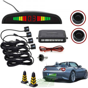 Vetrineinrete® 4 sensori di parcheggio con display a led e segnale acustico nero Kit Completo