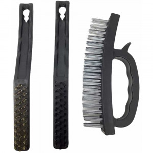 Vetrineinrete® Set 3 spazzole con fili in ferro per ruggine calcare sverniciare con impugnatura ergonomica