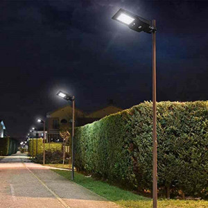 Vetrineinrete® Lampione stradale con pannello solare 60 watt faro crepuscolare armatura stradale con telecomando e staffa ip65