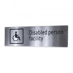 Vetrineinrete® Targhetta Rettangolare autoadesiva invalidi da Bagno Targa Adesiva disabili WC Toilette in Acciaio segnaletica per Servizi igienici
