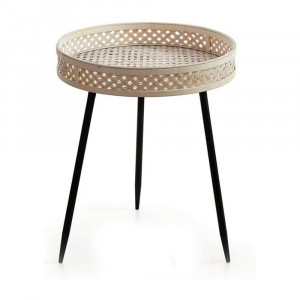 Vetrineinrete® Tavolino vassoi Rotondo in Vimini Tavolo in Rattan da terrazzo Giardino 55x45 cm 