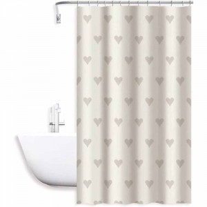 Vetrineinrete® Tenda moderna per doccia vasca da bagno impermeabile pvc 12 ganci decorata con cuori 180x200 cm 