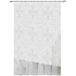 Vetrineinrete® Tenda per doccia vasca da bagno bianca impermeabile pvc 12 ganci decorata con foglie 200x180 cm